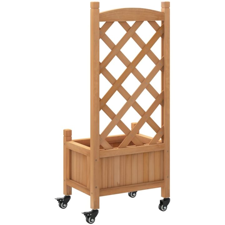 Odlingslåda med spaljé och hjul brun massivt granträ vidaXL 40 x 30 x 97.5 cm – bild 6