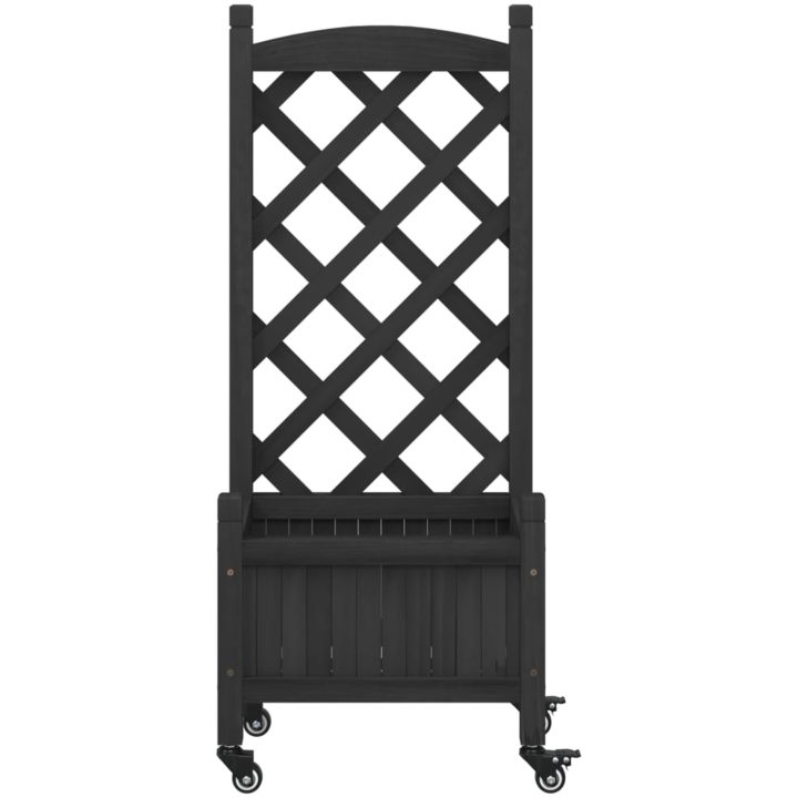 Odlingslåda med spaljé och hjul svart massivt granträ vidaXL 40 x 30 x 97.5 cm – bild 4