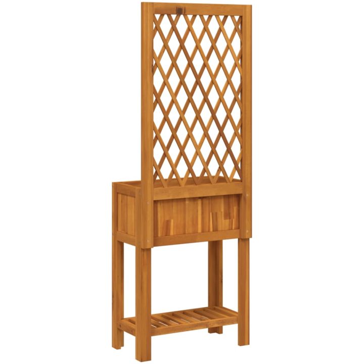 Odlingslåda med spaljé och hylla massiv akacia vidaXL 55 x 29.5 x 152 cm – bild 6