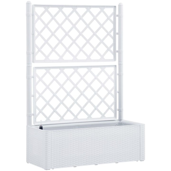 Odlingslåda med spaljé och självbevattning vit vidaXL 100 x 43 x 142 cm – bild 2