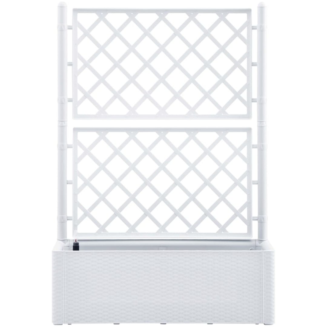 Odlingslåda med spaljé och självbevattning vit vidaXL 100 x 43 x 142 cm – bild 3