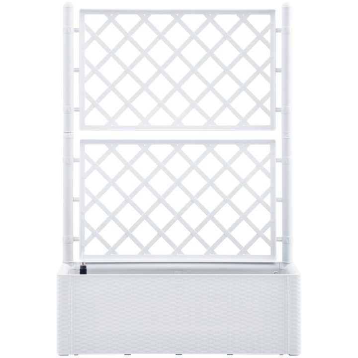 Odlingslåda med spaljé och självbevattning vit vidaXL 100 x 43 x 142 cm – bild 3
