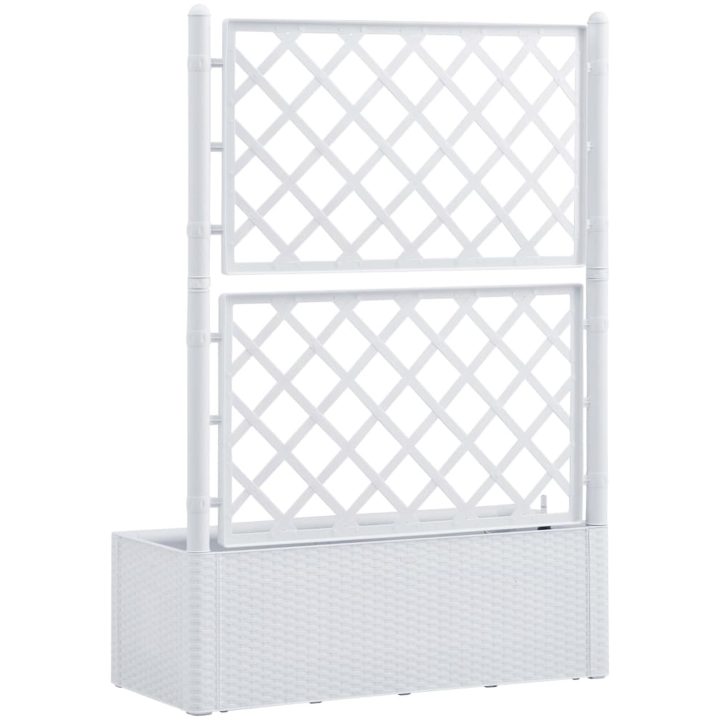 Odlingslåda med spaljé och självbevattning vit vidaXL 100 x 43 x 142 cm – bild 5