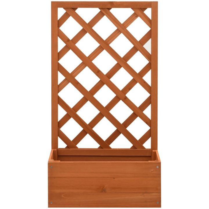 Odlingslåda med spaljé orange 50x25x90 cm massivt granträ vidaXL – bild 2