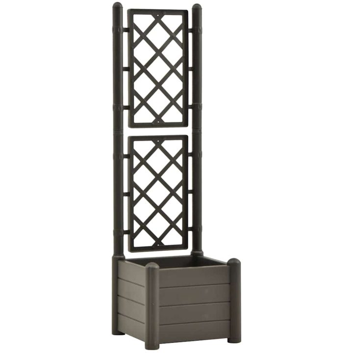 Odlingslåda med spaljé PP antracit vidaXL 43 x 43 x 142 cm – bild 2