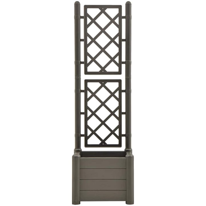 Odlingslåda med spaljé PP antracit vidaXL 43 x 43 x 142 cm – bild 4