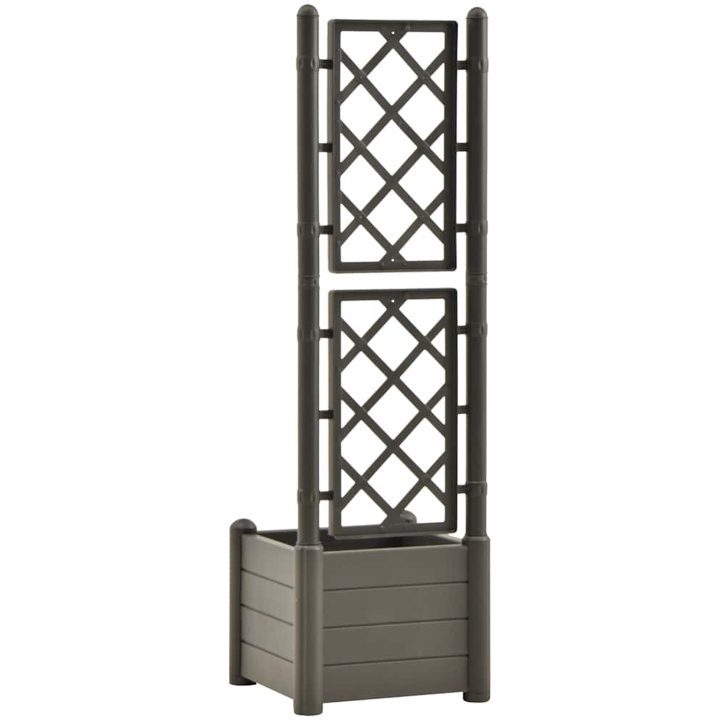 Odlingslåda med spaljé PP antracit vidaXL 43 x 43 x 142 cm – bild 6