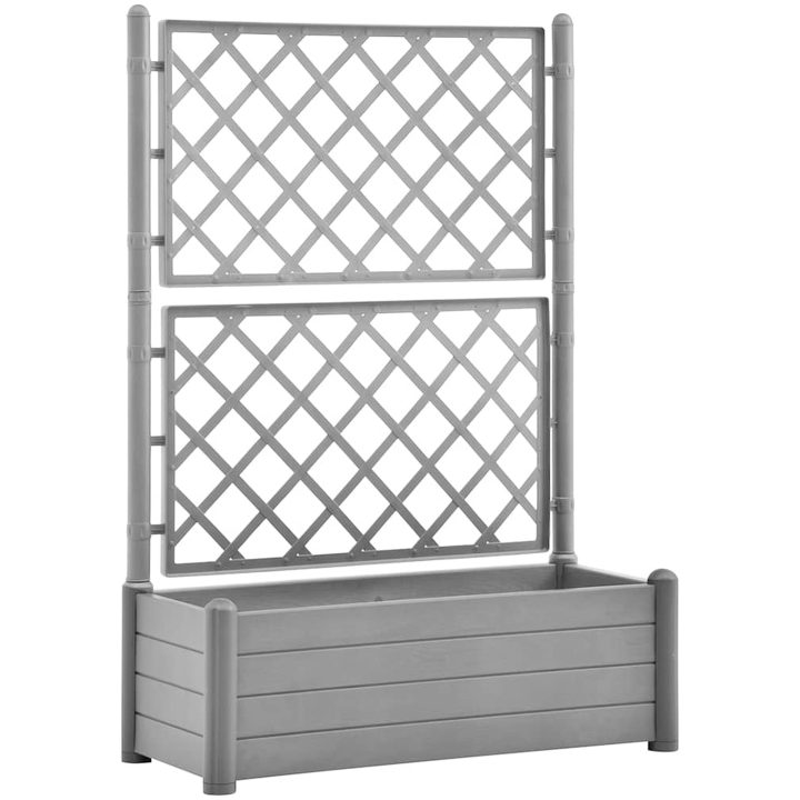 Odlingslåda med spaljé PP grå vidaXL 100 x 43 x 142 cm – bild 2