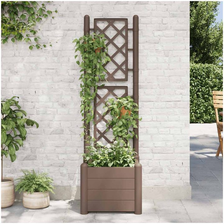 Odlingslåda med spaljé PP mocka vidaXL 43 x 43 x 142 cm – bild 3
