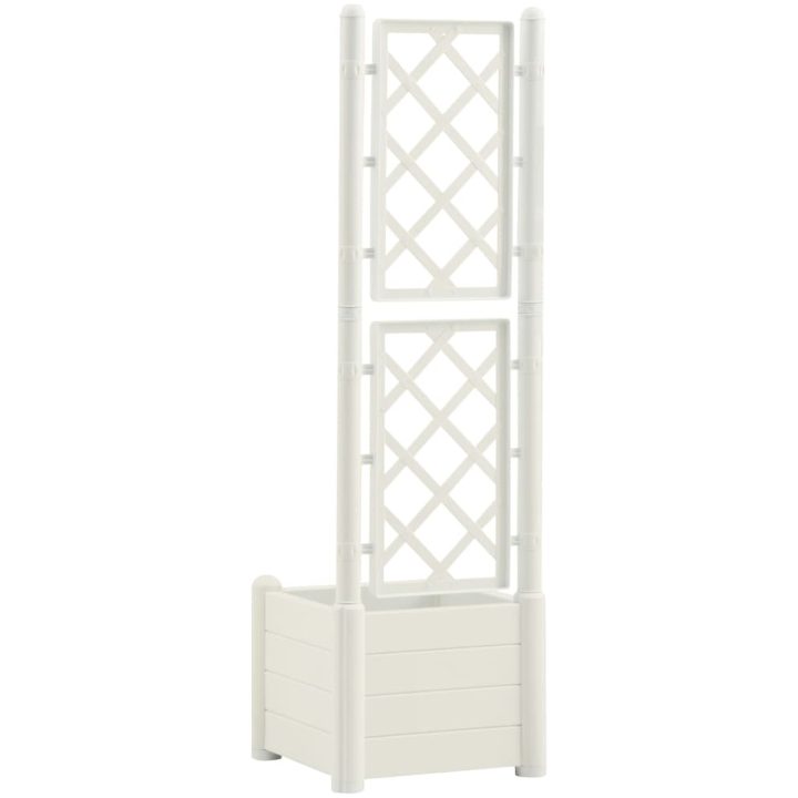 Odlingslåda med spaljé PP vit vidaXL 43 x 43 x 142 cm – bild 5