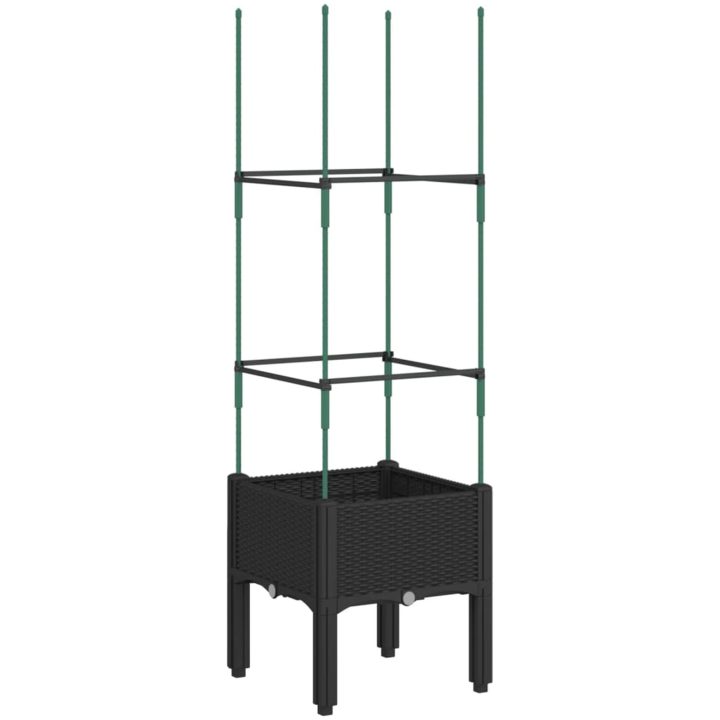 Odlingslåda med spaljé svart 40x40x142,5 cm PP vidaXL 42 x 40 x 142,5 cm – bild 2