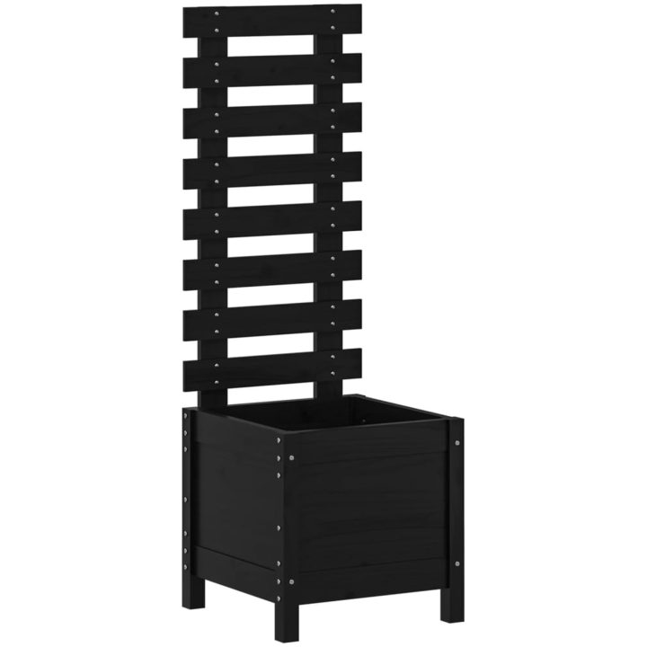 Odlingslåda med spaljé svart massiv furu vidaXL 39 x 39.5 x 114 cm – bild 2