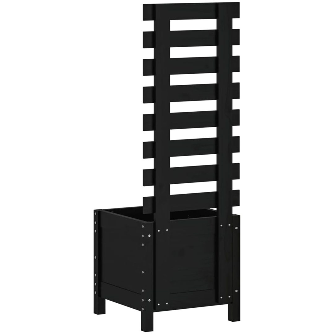 Odlingslåda med spaljé svart massiv furu vidaXL 39 x 39.5 x 114 cm – bild 4