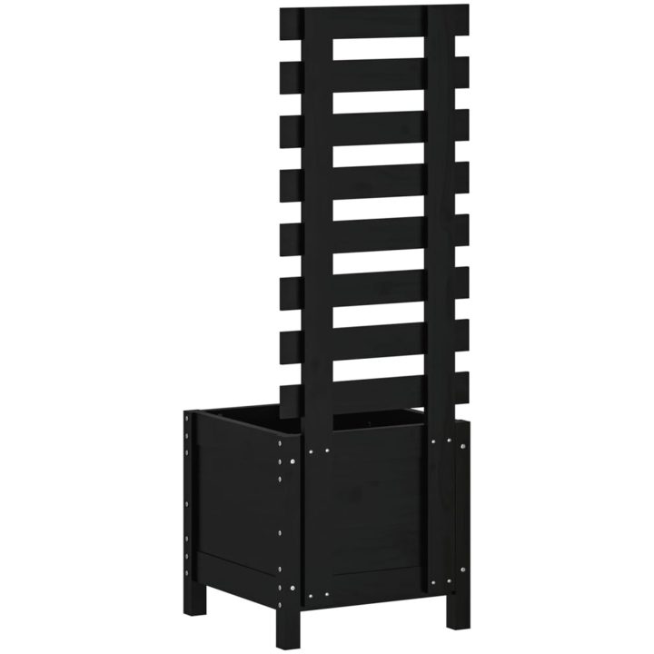 Odlingslåda med spaljé svart massiv furu vidaXL 39 x 39.5 x 114 cm – bild 4