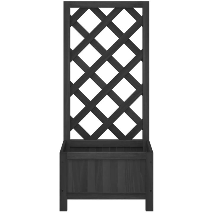 Odlingslåda med spaljé svart massivt granträ vidaXL 40 x 30 x 90 cm – bild 4