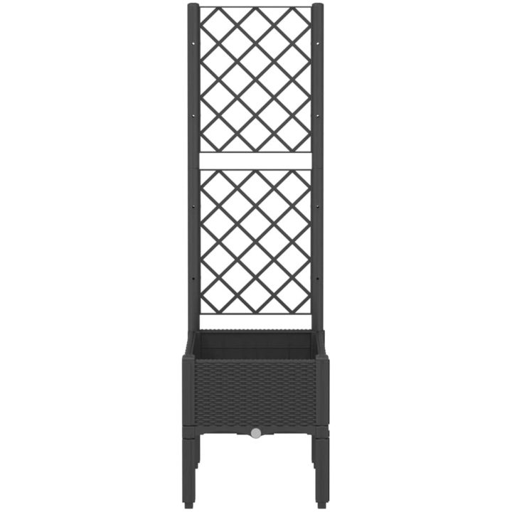 Odlingslåda med spaljé svart PP vidaXL 40 x 40 x 142 cm – bild 3