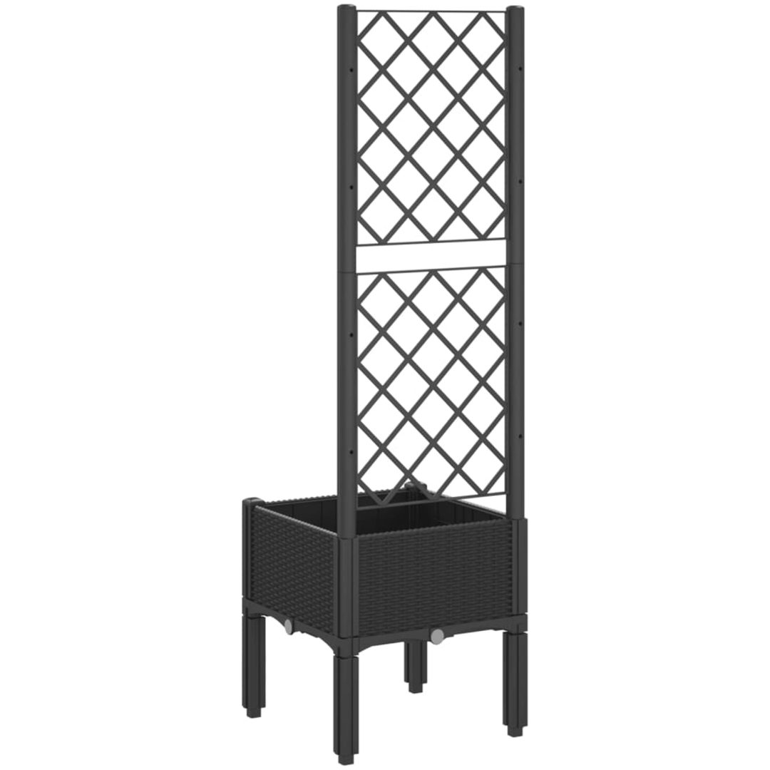 Odlingslåda med spaljé svart PP vidaXL 40 x 40 x 142 cm – bild 5