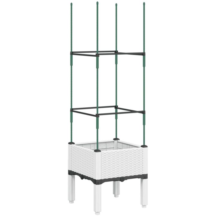 Odlingslåda med spaljé vit 40x40x142,5 cm PP vidaXL 43 x 40 x 142,5 cm – bild 2