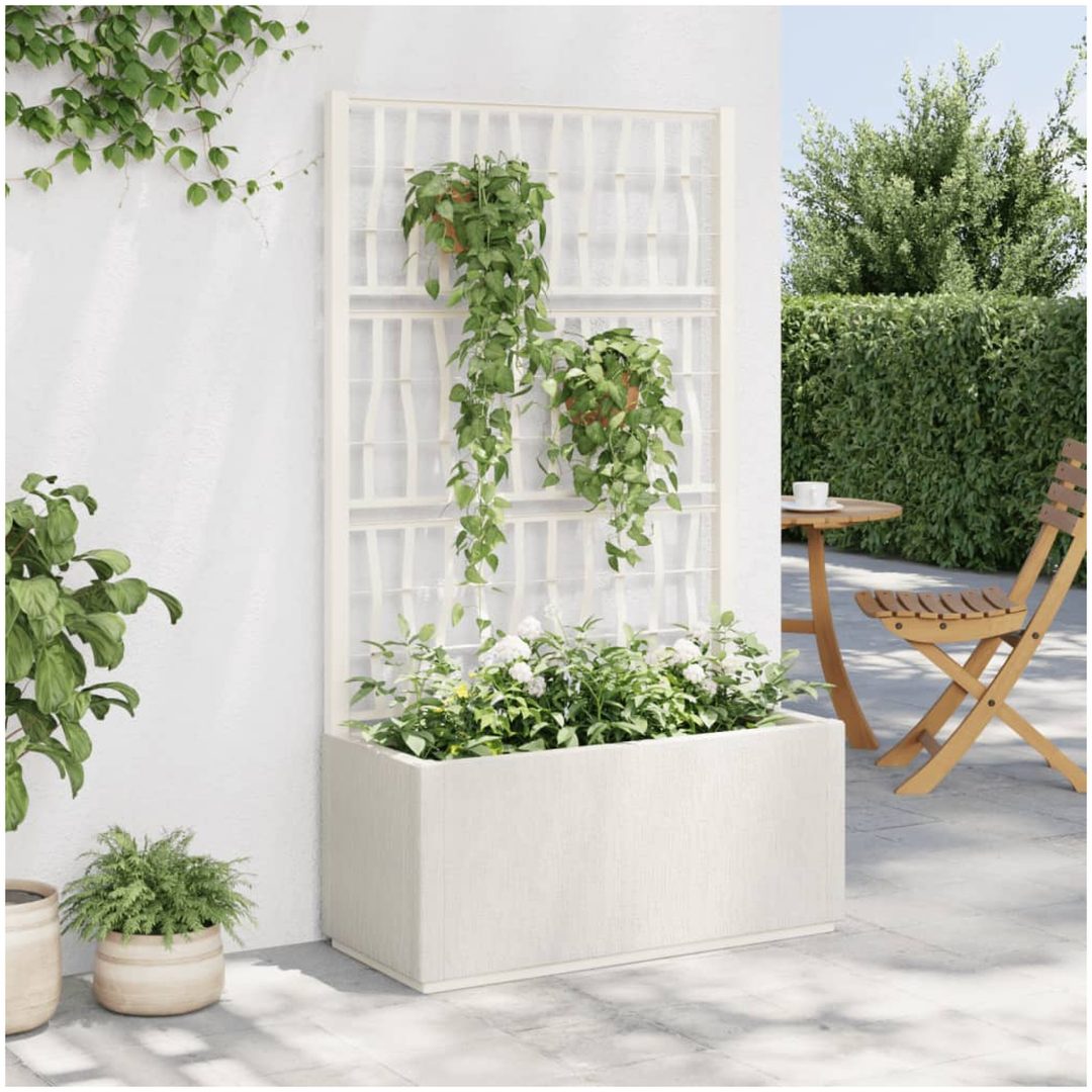 Odlingslåda med spaljé vit 80x36x140 cm PP vidaXL 80 x 36 x 140 cm