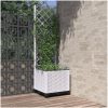 Odlingslåda med spaljé vit PP vidaXL 40 x 40 x 136 cm – miniatyr 1