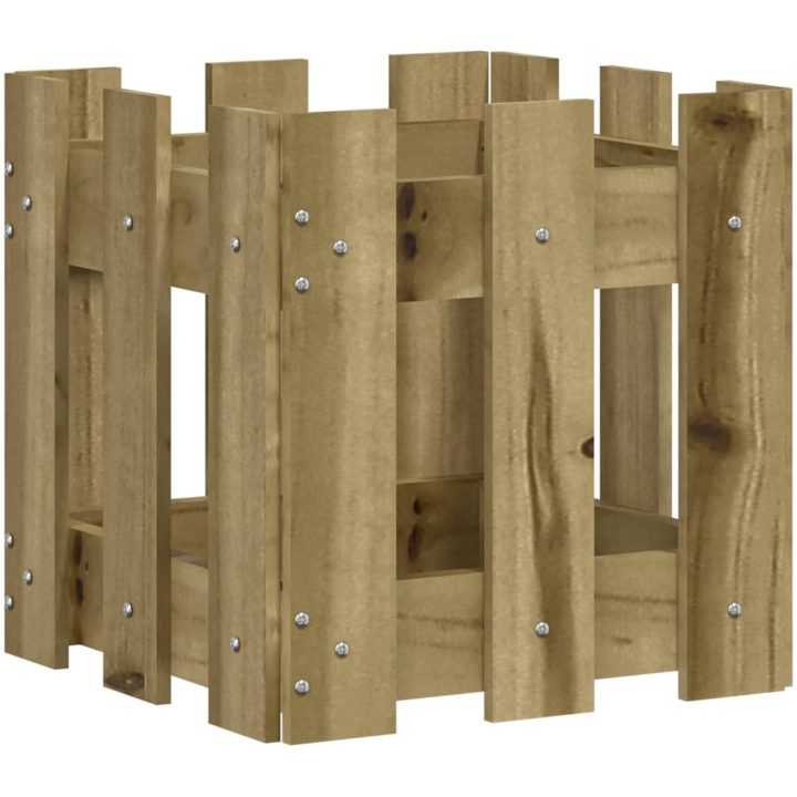 Odlingslåda med staket-design impregnerad furu vidaXL 30 x 30 x 30 cm – bild 2