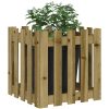 Odlingslåda med staket-design impregnerat furu vidaXL 50 x 50 x 50 cm – miniatyr 3
