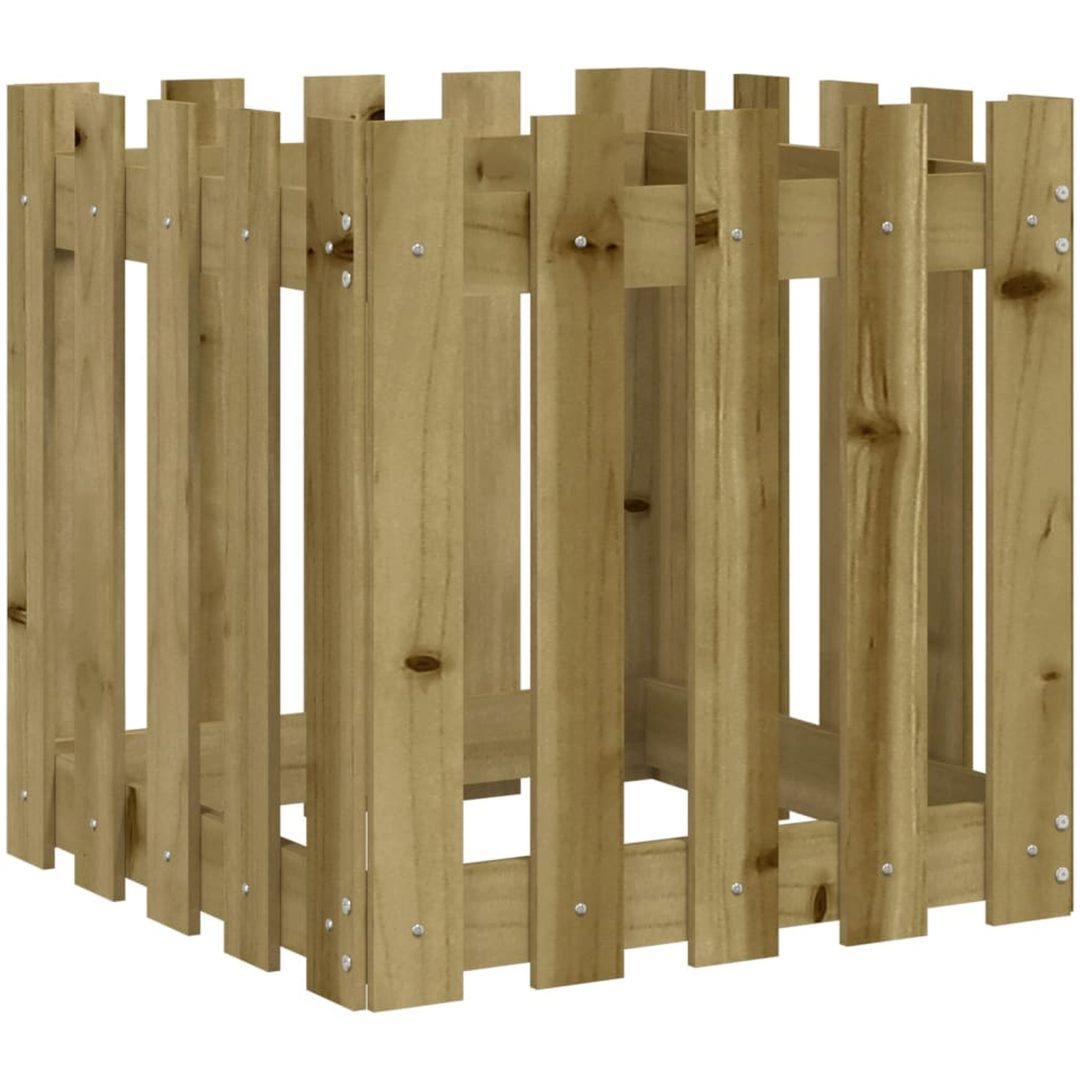 Odlingslåda med staket-design impregnerat furu vidaXL 50 x 50 x 50 cm – bild 4