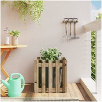 Odlingslåda med staket-design impregnerat furu vidaXL