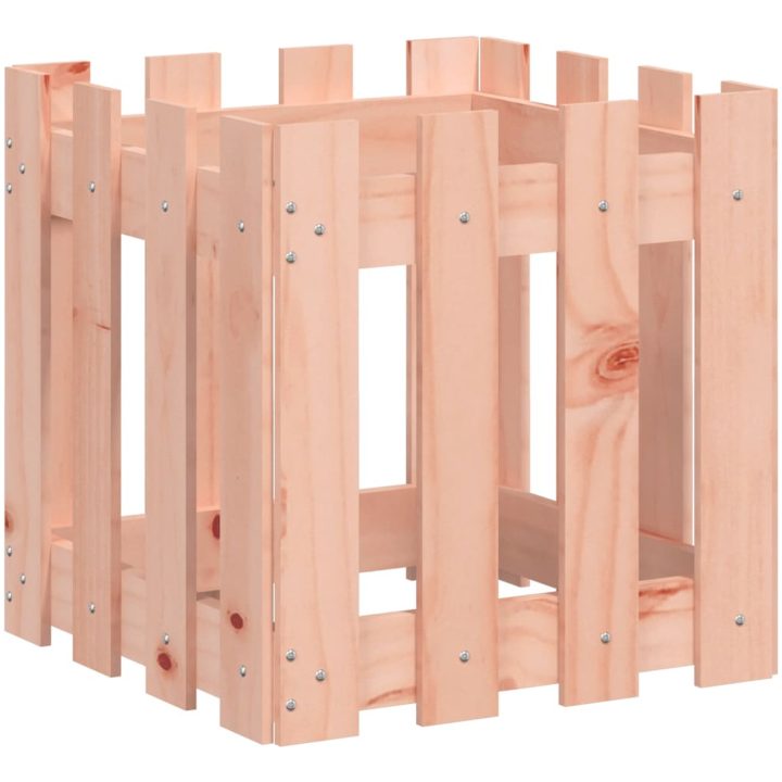 Odlingslåda med staket-design massivt douglasträ vidaXL 40 x 40 x 40 cm – bild 2