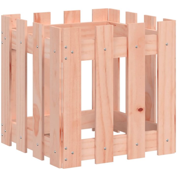 Odlingslåda med staket-design massivt douglasträ vidaXL 40 x 40 x 40 cm – bild 4