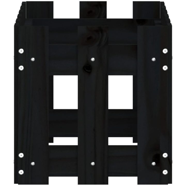 Odlingslåda med staket-design svart massiv furu vidaXL 60 x 30 x 30 cm – bild 6
