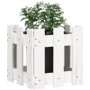 Odlingslåda med staket-design vit massiv furu vidaXL 30 x 30 x 30 cm – miniatyr 3