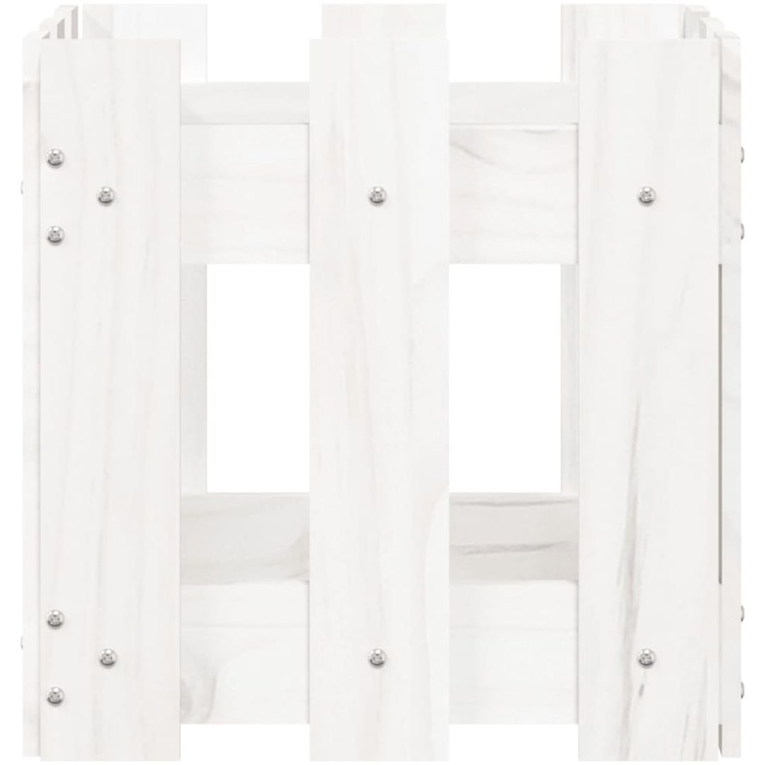Odlingslåda med staket-design vit massiv furu vidaXL 30 x 30 x 30 cm – bild 5