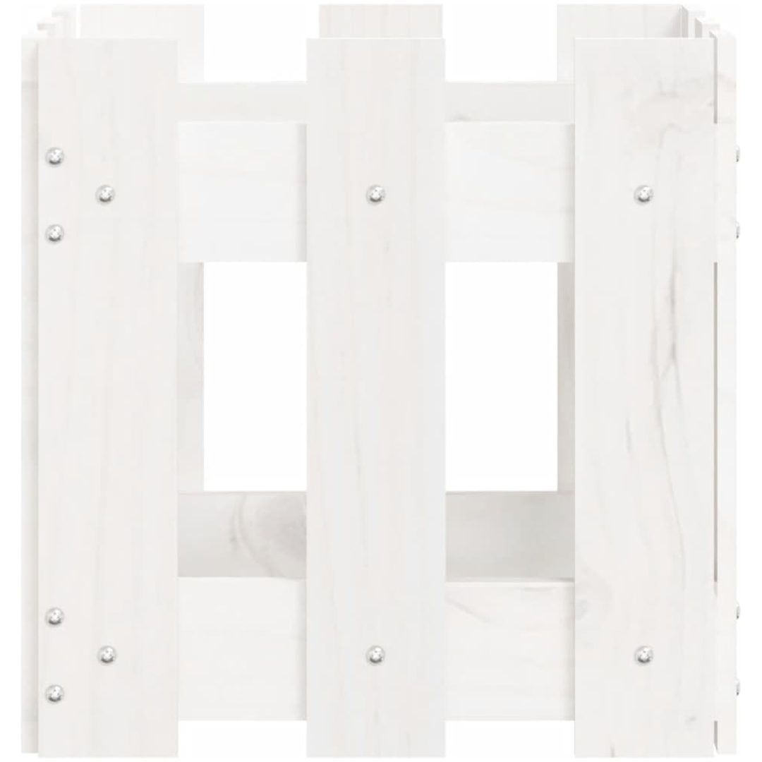 Odlingslåda med staket-design vit massiv furu vidaXL 30 x 30 x 30 cm – bild 6