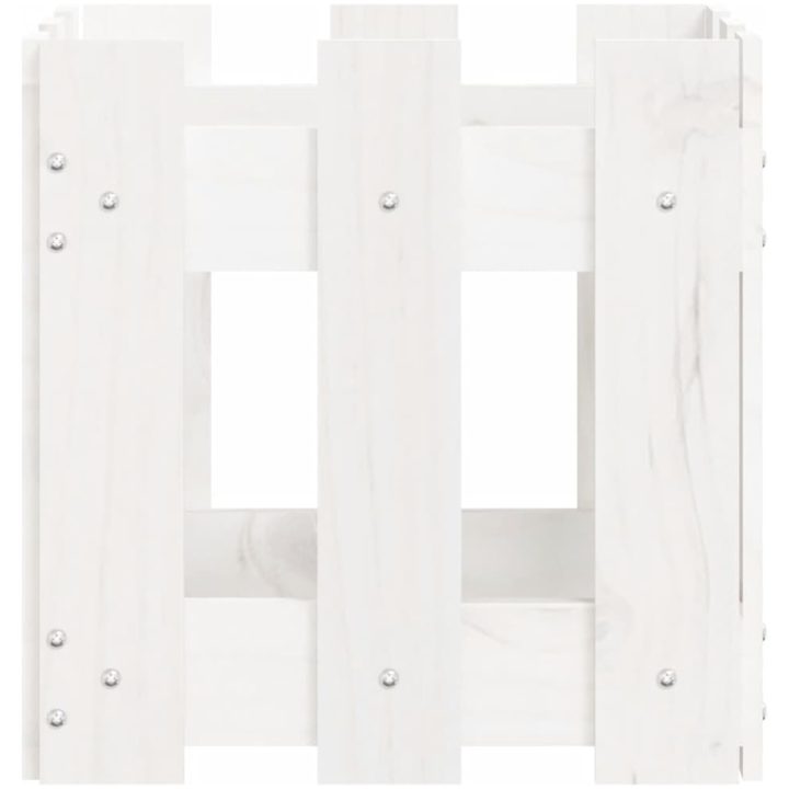 Odlingslåda med staket-design vit massiv furu vidaXL 30 x 30 x 30 cm – bild 6