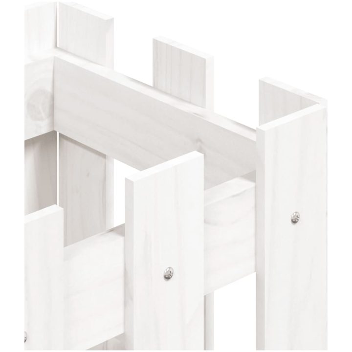 Odlingslåda med staket-design vit massiv furu vidaXL 30 x 30 x 30 cm – bild 7