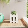 Odlingslåda med staket-design vit massiv furu vidaXL 30 x 30 x 30 cm – miniatyr 1