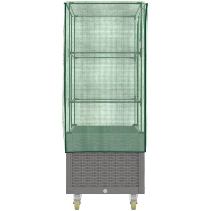 Odlingslåda med växthusöverdrag hjul rottinglook 80x50x182 cm vidaXL – bild 5