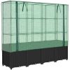 Odlingslåda med växthusöverdrag rottinglook 160x40x153 cm vidaXL – miniatyr 2