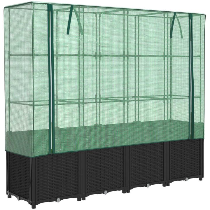 Odlingslåda med växthusöverdrag rottinglook 160x40x153 cm vidaXL – bild 2