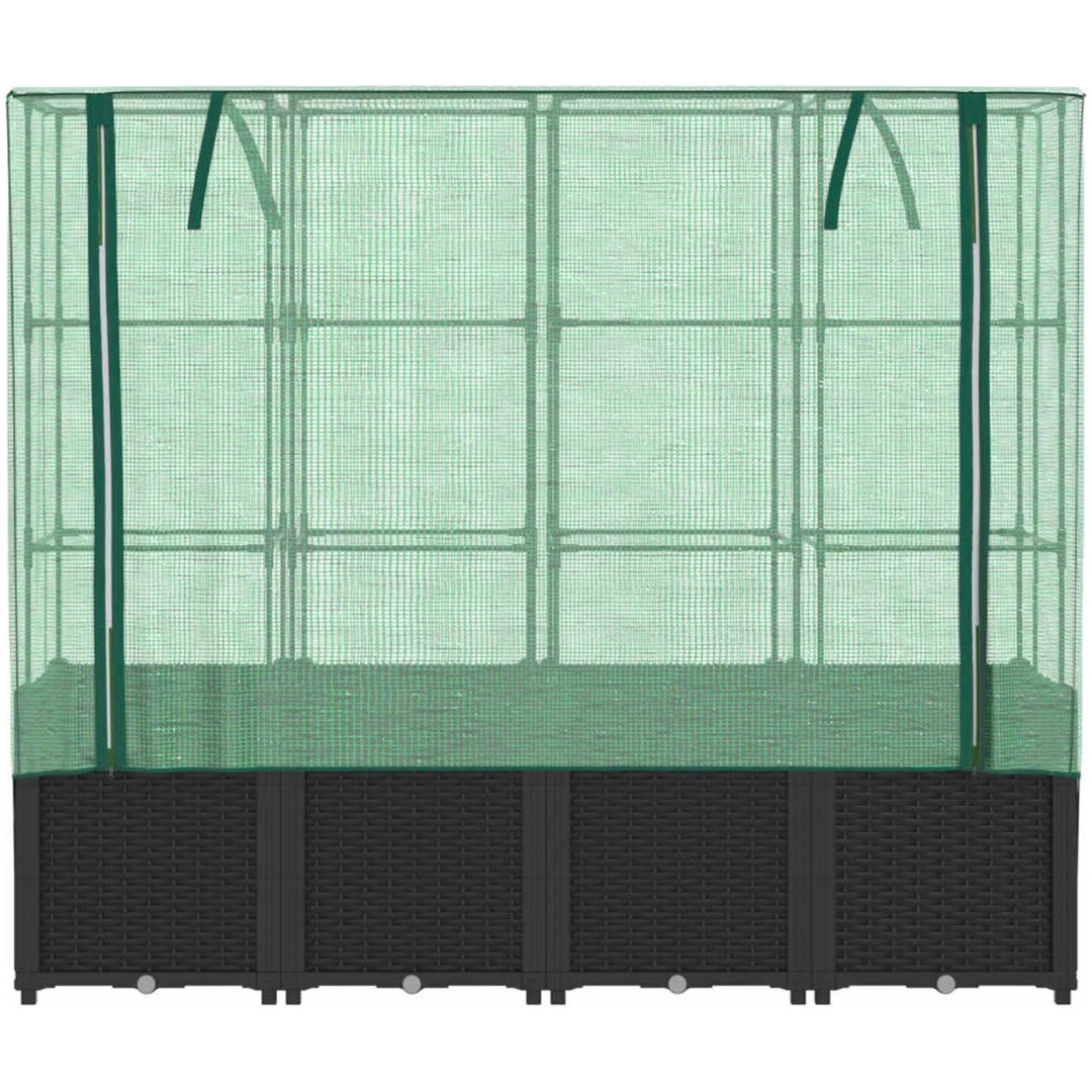 Odlingslåda med växthusöverdrag rottinglook 160x40x153 cm vidaXL – bild 4