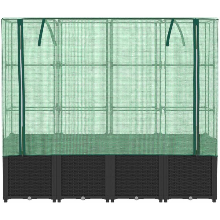 Odlingslåda med växthusöverdrag rottinglook 160x40x153 cm vidaXL – bild 4