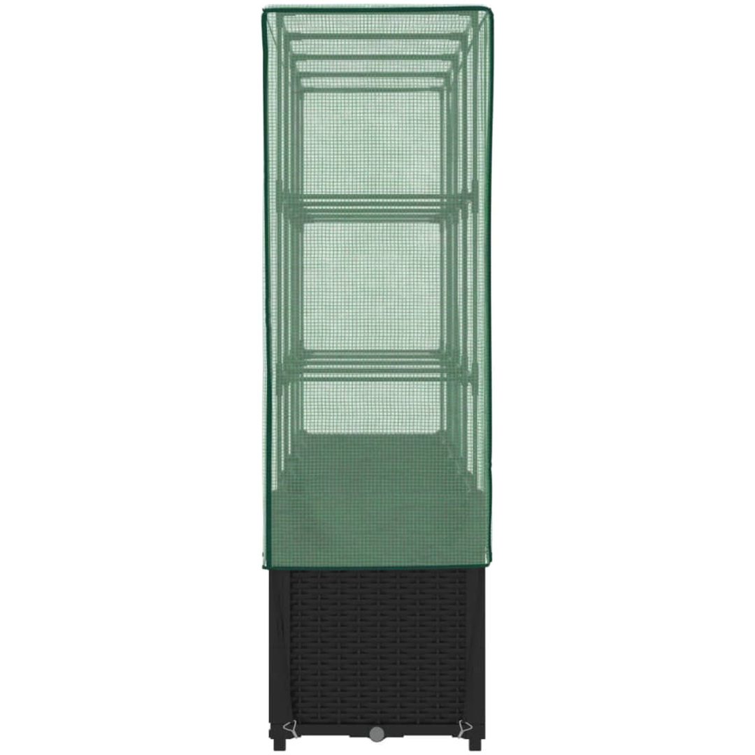Odlingslåda med växthusöverdrag rottinglook 160x40x153 cm vidaXL – bild 5