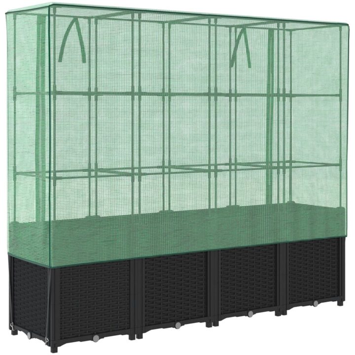 Odlingslåda med växthusöverdrag rottinglook 160x40x153 cm vidaXL – bild 6