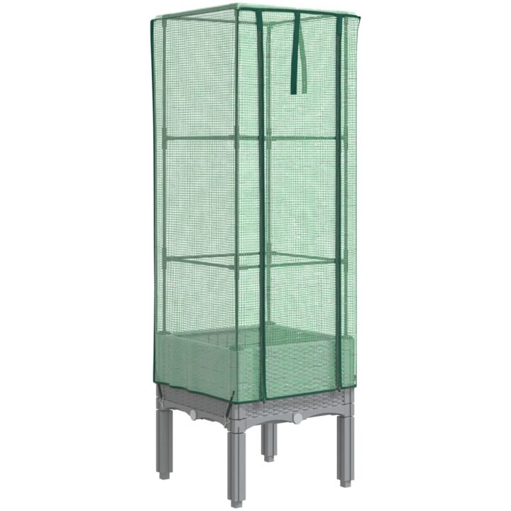 Odlingslåda med växthusöverdrag rottinglook vidaXL 40 x 40 x 140 cm – bild 2