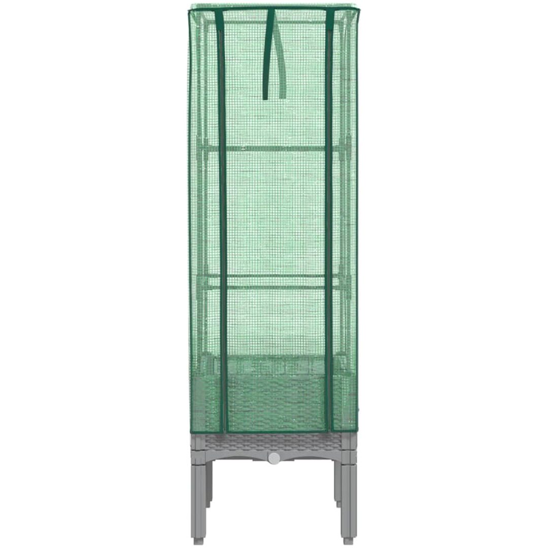 Odlingslåda med växthusöverdrag rottinglook vidaXL 40 x 40 x 140 cm – bild 4