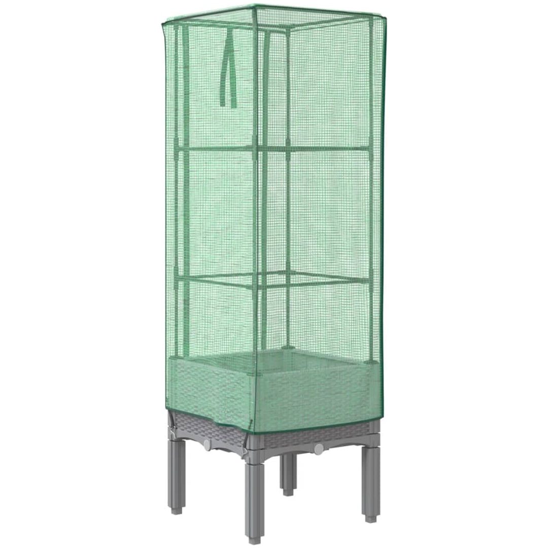 Odlingslåda med växthusöverdrag rottinglook vidaXL 40 x 40 x 140 cm – bild 6