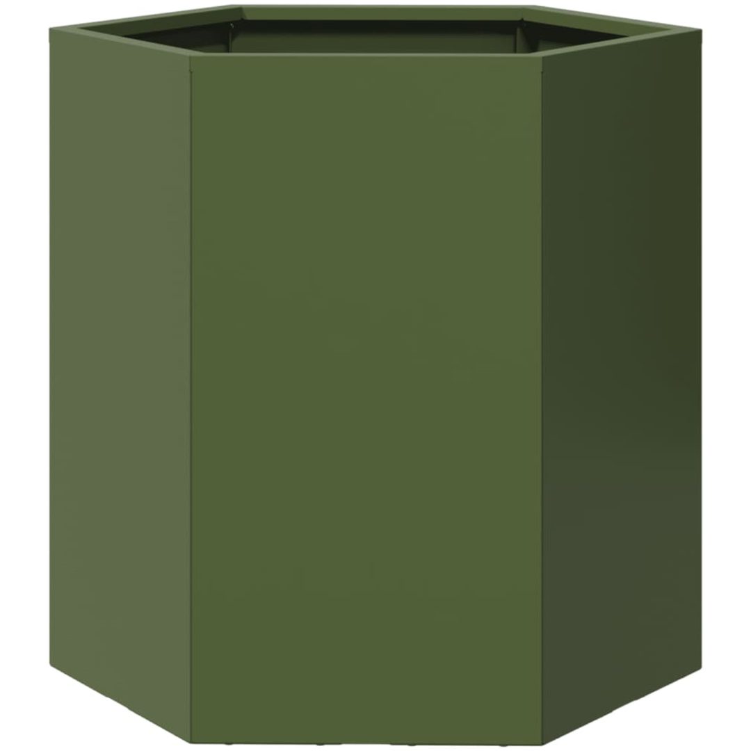 Odlingslåda olivgrön sexkantig stål vidaXL 46 x 40 x 45 cm – bild 2