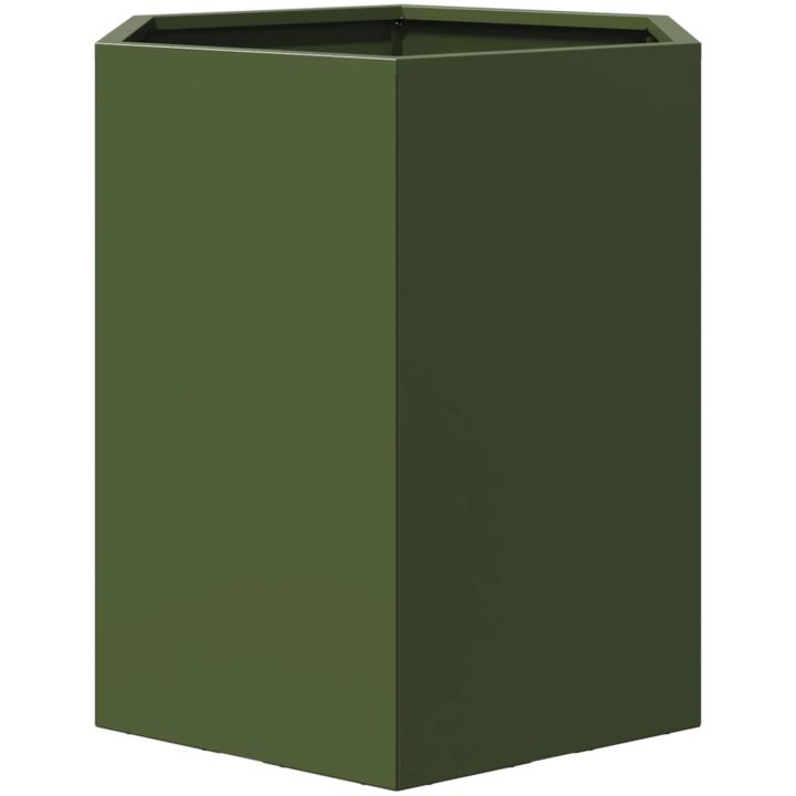 Odlingslåda olivgrön sexkantig stål vidaXL 46 x 40 x 45 cm – bild 4