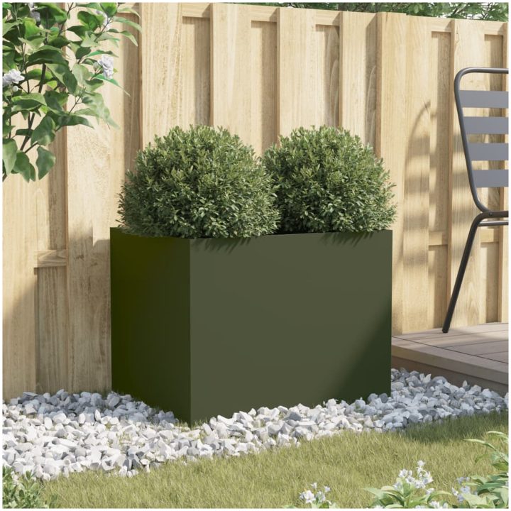 Odlingslåda olivgrön stål vidaXL 62 x 47 x 46 cm – bild 3